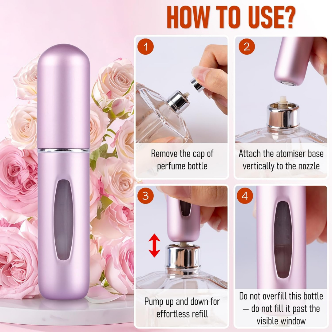 Perfume Atomizer Spray Bottles, Pack of 4 Refillable 10ml Compact Atomizers