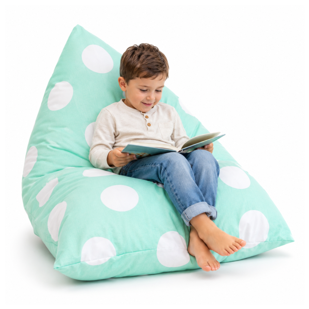 kids bean bag cover and teddy storage in mint green colour.