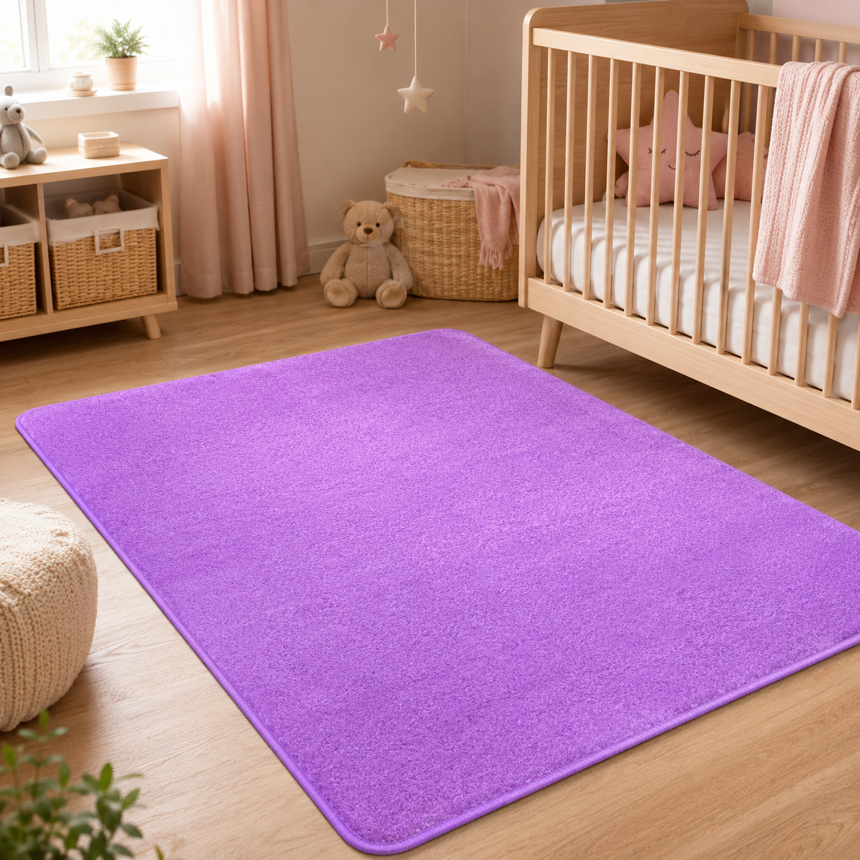 Children’s rug in a nursery bedroom setting