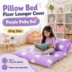 Purple floor lounger cover with 5 pockets designed to fit 5 king size pillows