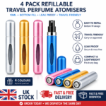 refillable perfume atomisers 4 pack travel spray bottle