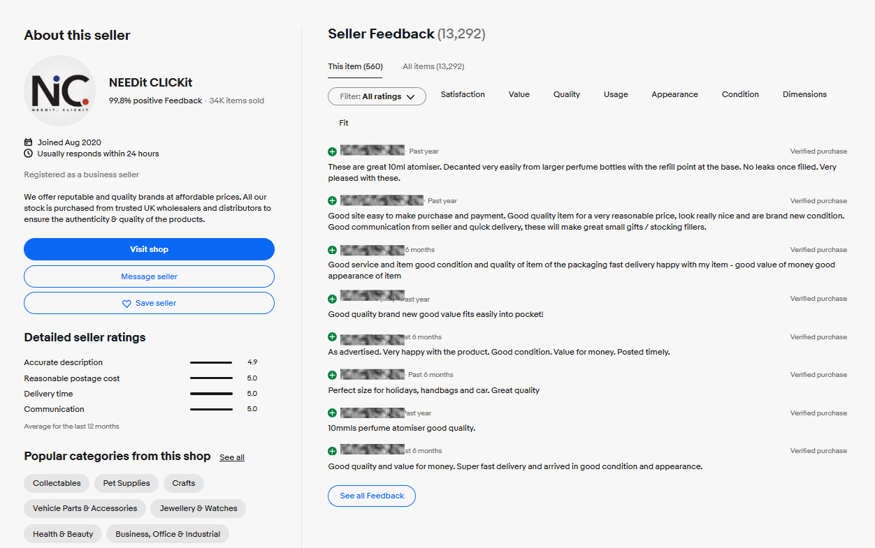reviews for refillable perfume atomiser spray bottles from ebay