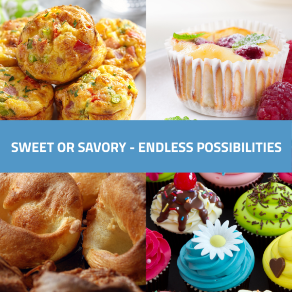 Silicone muffin tray baking ideas including cupcakes Yorkshire puddings and egg bites