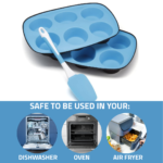 Silicone muffin tray care instructions for oven dishwasher and air fryer use