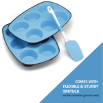 Silicone muffin tray set showing 2 trays and included spatula