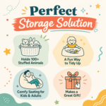 Teddy storage bag that can be used as a soft chair.
