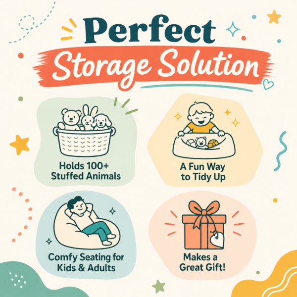 Teddy storage bag that can be used as a soft chair.