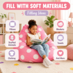 Soft toys and blankets can be used to fill the kids bean bag cover as well as pillows or blankets