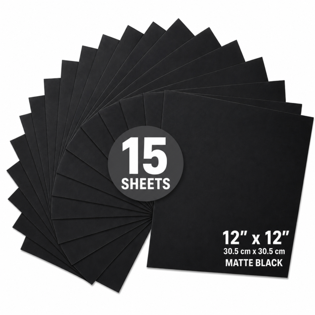 15 pack of black matte permanent vinyl sheets
