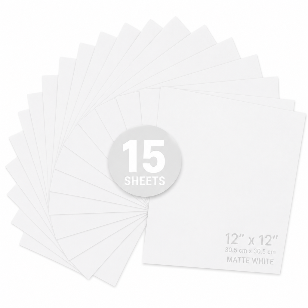 15 pack of matte white permanent vinyl sheets