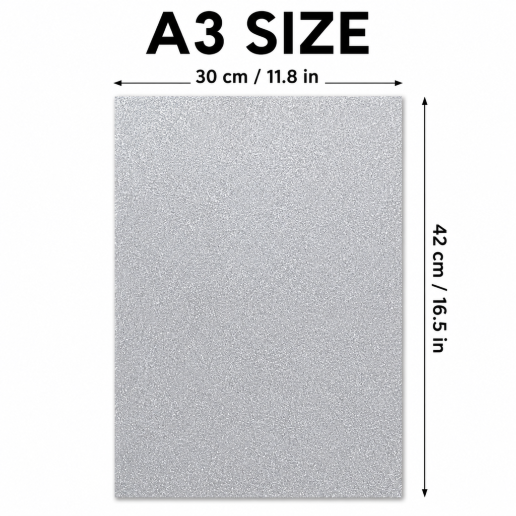 A3 glitter felt sheets measuring approximately 30 cm x 42 cm