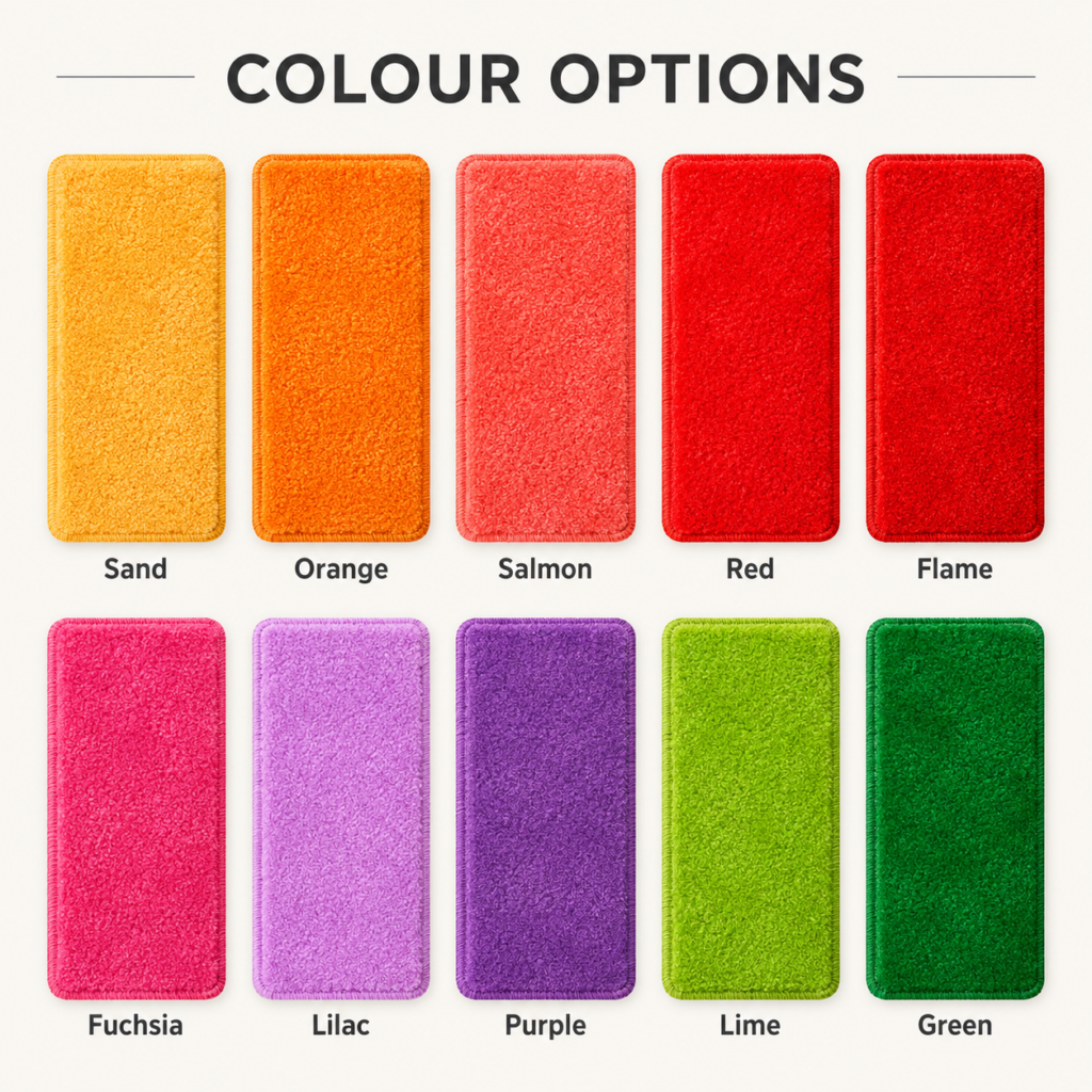 Children’s rugs available in bright colours for nurseries, playrooms and classrooms