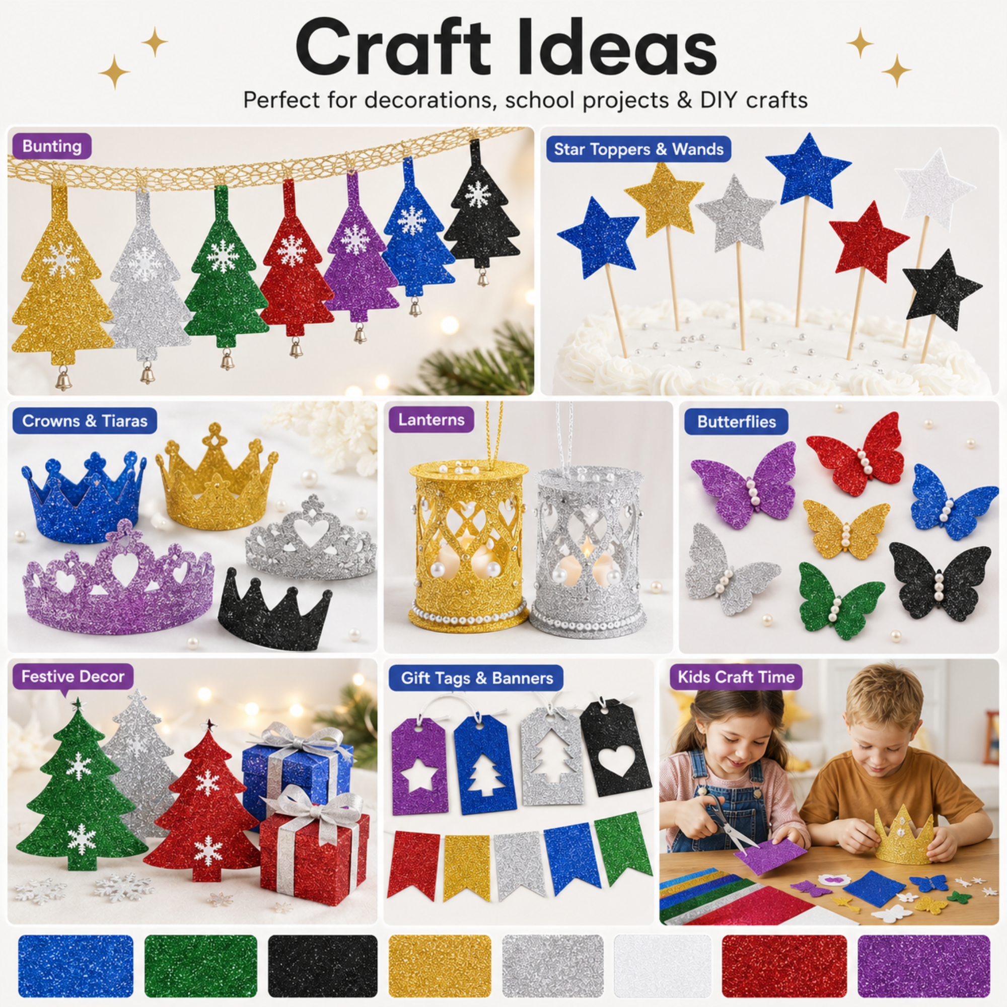 Glitter felt sheets for crafts decorations costumes and DIY projects