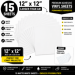 15 pack matte white permanent vinyl sheets