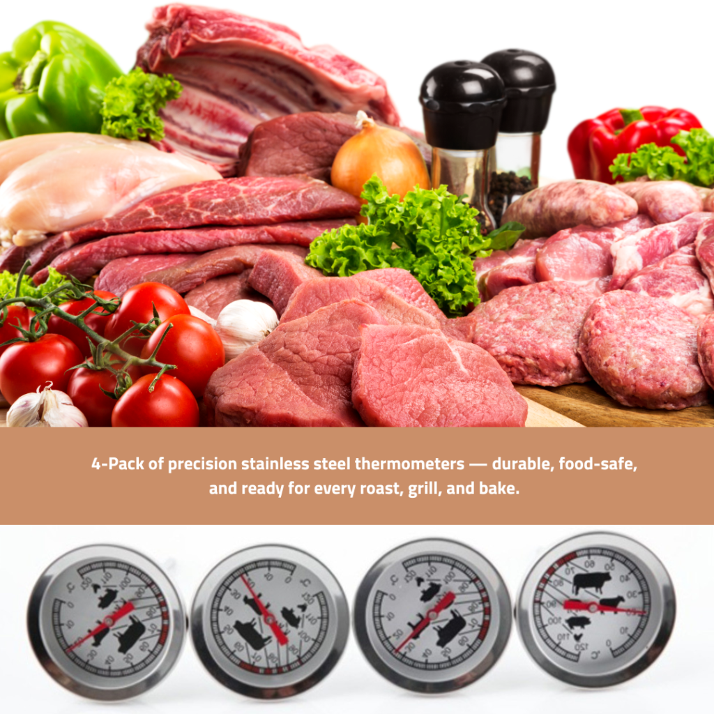 4 pack of precision stainless steel thermometers