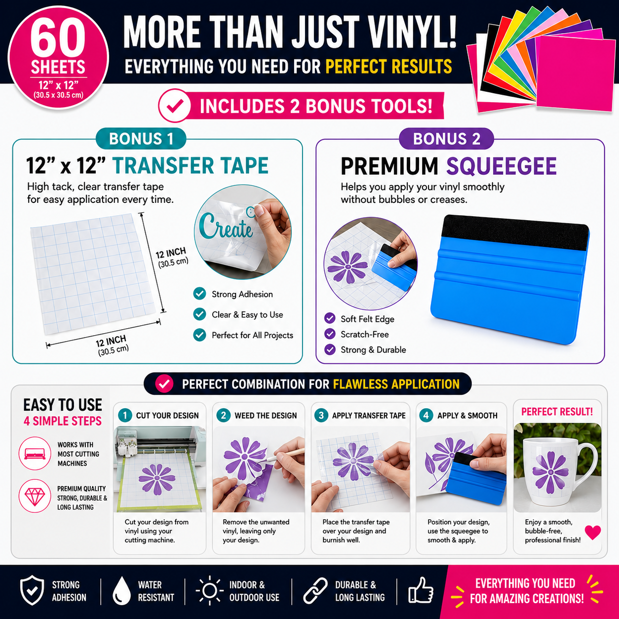Applying permanent adhesive vinyl with transfer tape