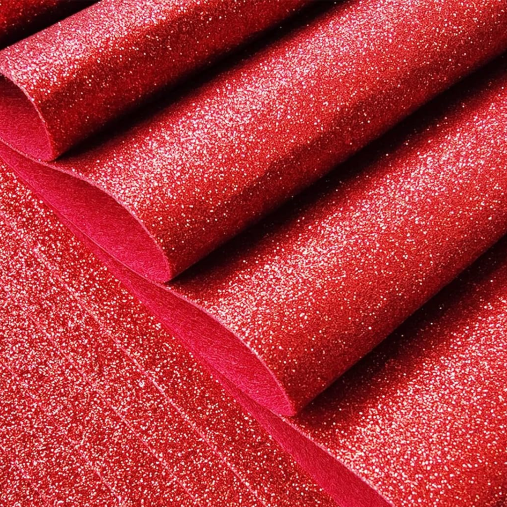 Red glitter felt sheets A3 5 pack for craft making and decorations