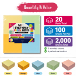 assorted colour sticky notes 5 colours